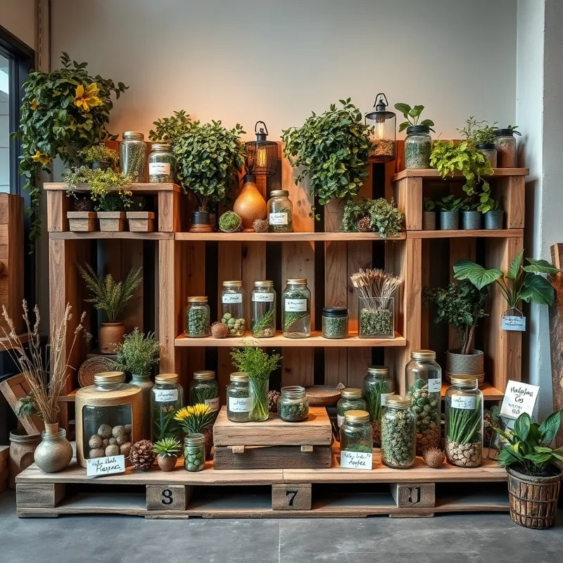 Décoration écolo avec des matériaux recyclés comme des palettes en bois.